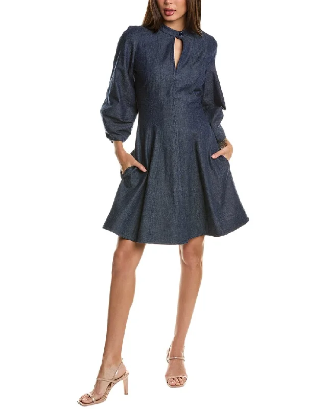 Oscar de la Renta 3/4-Sleeve Silk-Lined Dress Tunics Summer linen