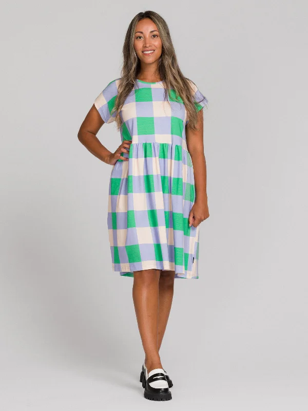 Corine Dress Xadrez Lavender Tunics Custom made
