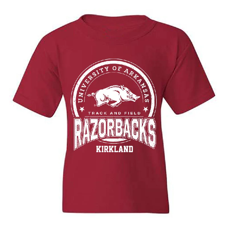 Arkansas - NCAA Women's Track & Field : Morgan Kirkland - Sports Shersey Youth T-Shirt-- Striped Floral Plaid