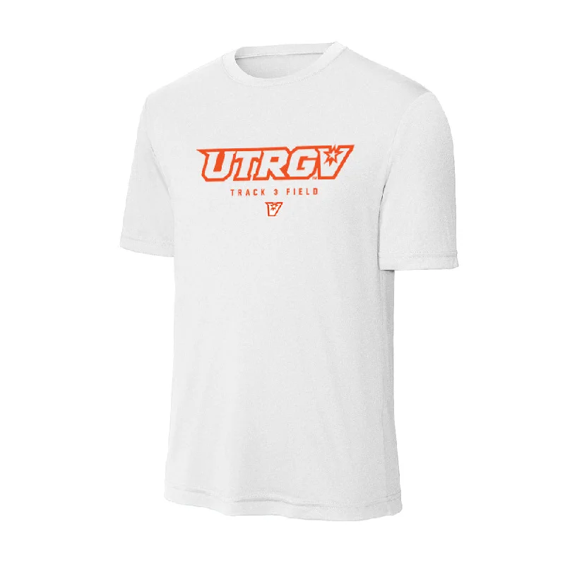 UTRGV - NCAA Women's Track & Field : Ashley Lingueno - Activewear T-Shirt-- Sequined Glittery Shiny
