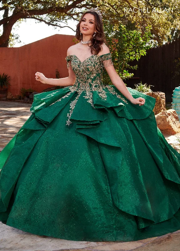 Off Shoulder Layered Quinceanera Dress by Rachel Allan RQ1117 Tunics Satin smooth