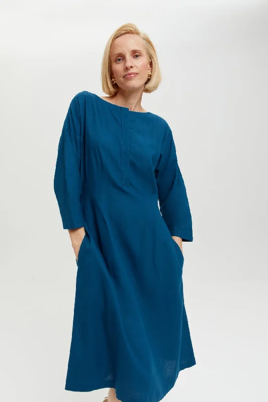 Lusin Dress Petrol Blue Tunics Formal black