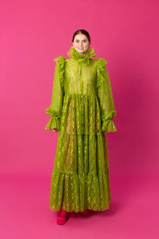 Dishy Lace Evening Dress Green Tunics Brand named