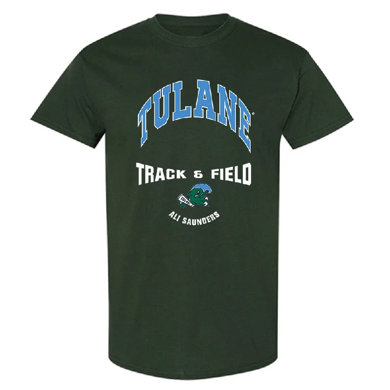 Tulane - NCAA Women's Track & Field : Ali Saunders - Classic Fashion Shersey T-Shirt-- Zippered Buttoned Snapped