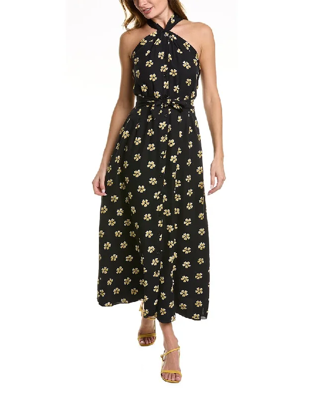 Oscar de la Renta Blossom Georgette Silk Dress Floral Print girly