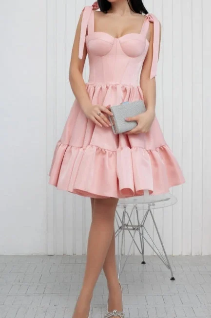 Sweetheart Short Pink Straps Simple Sleeveless Homecoming Dresses Floral Print girly Sweetheart Short Pink Straps Simple Sleeveless Homecoming Dresses Floral Print girly