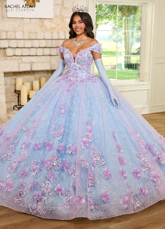 3D Floral Off Shoulder Quinceanera Dress by Rachel Allan RQ2190 Tunics Wedding white