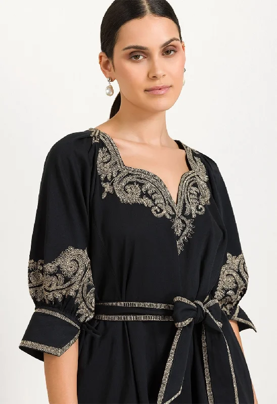 Philosophy Embroidered Dress Onyx Black Tunics Versatile all-occasion