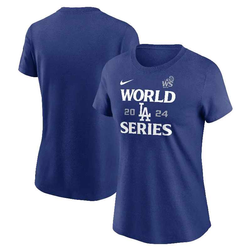 MLB Los Angeles Dodgers Women's Nike 2024 World Series Participant Essential T-Shirt-- Collared T-Shirt Boat Neck A-Line