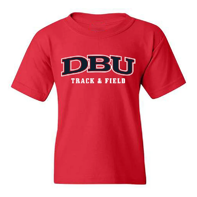 Dallas Baptist - NCAA Women's Track & Field : Cierra Wheeler - Youth T-Shirt-- Asymmetrical Pockets Print
