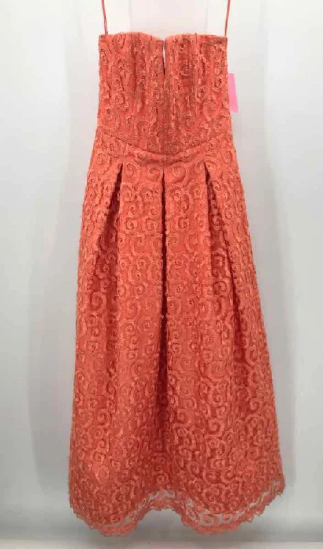 Pre-Owned Alice + Olivia Orange Size 0 Maxi Strapless Dress Tunics Lace romantic