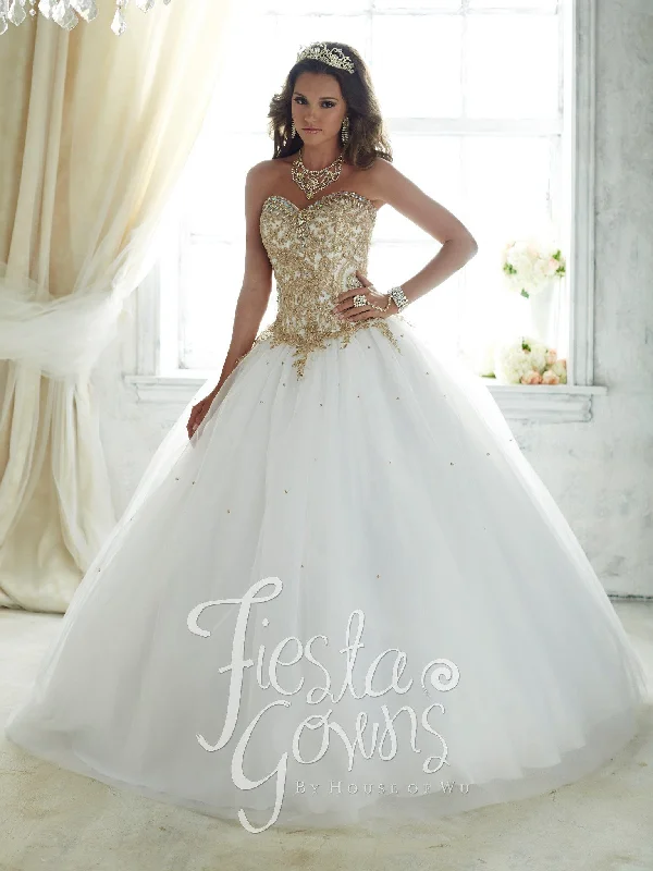 Gold Beaded Strapless Dress by House of Wu Fiesta Gowns 56286 Tunics Timeless classic