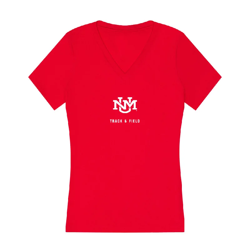 New Mexico - NCAA Women's Track & Field : Alyssa Gregory - Women's V-Neck T-Shirt-- Solid Print Embellished