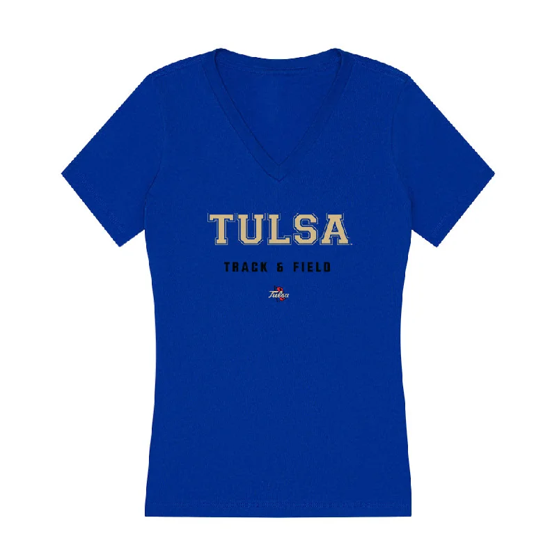 Tulsa - NCAA Women's Track & Field : Gabbie Washington - Women's V-Neck T-Shirt-- Collared T-Shirt Boat Neck A-Line