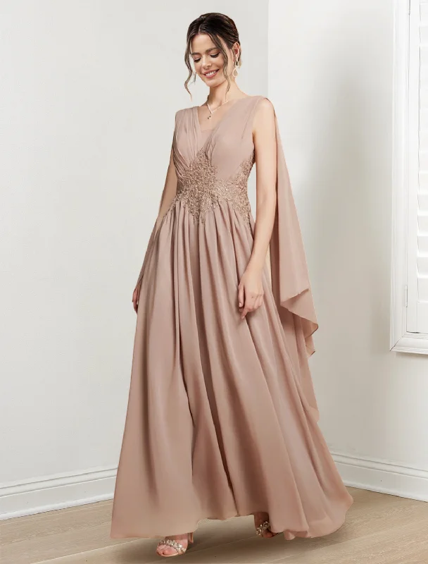 A-Line/Princess V-Neck Floor-Length Mother of the Bride Dresses Tunics Practical easy-care