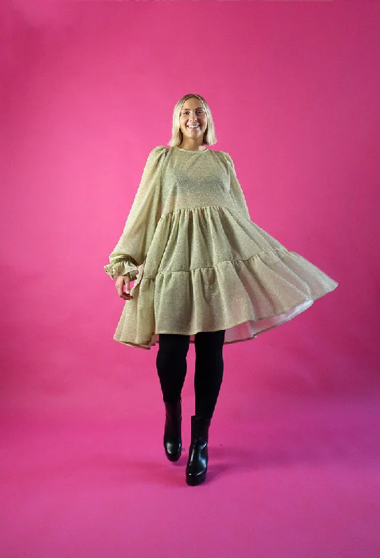 Dishy Dress Glitter Silver Gold Tunics Fleece cozy