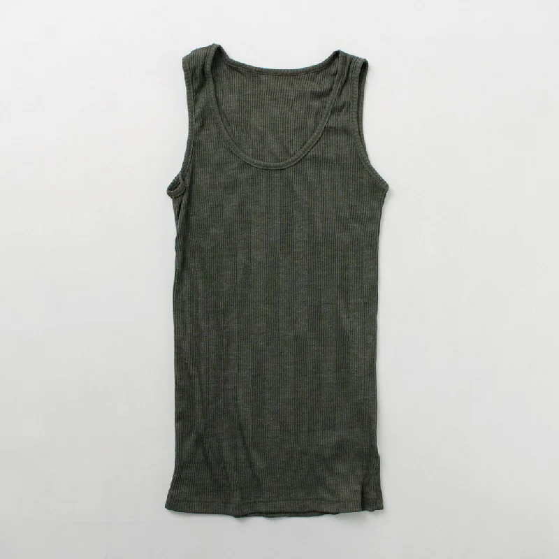 JOHA（ヨハ） Kate ウールシルク タンクトップ Undershirt-- Front Pockets Side Pockets Patch Pockets