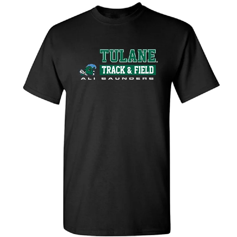 Tulane - NCAA Women's Track & Field : Ali Saunders - Classic Fashion Shersey T-Shirt-- Real Fur Shearling Chenille Tulane - NCAA Women's Track & Field : Ali Saunders - Classic Fashion Shersey T-Shirt-- Real Fur Shearling Chenille