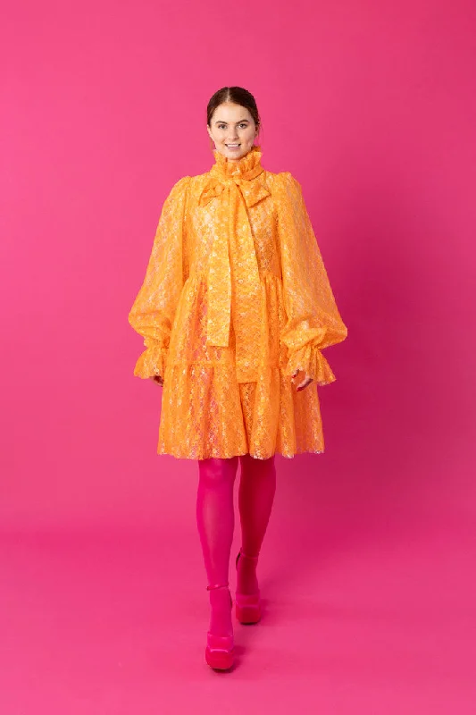 Dishy Dress Lace Orange Tunics Chic fashionable