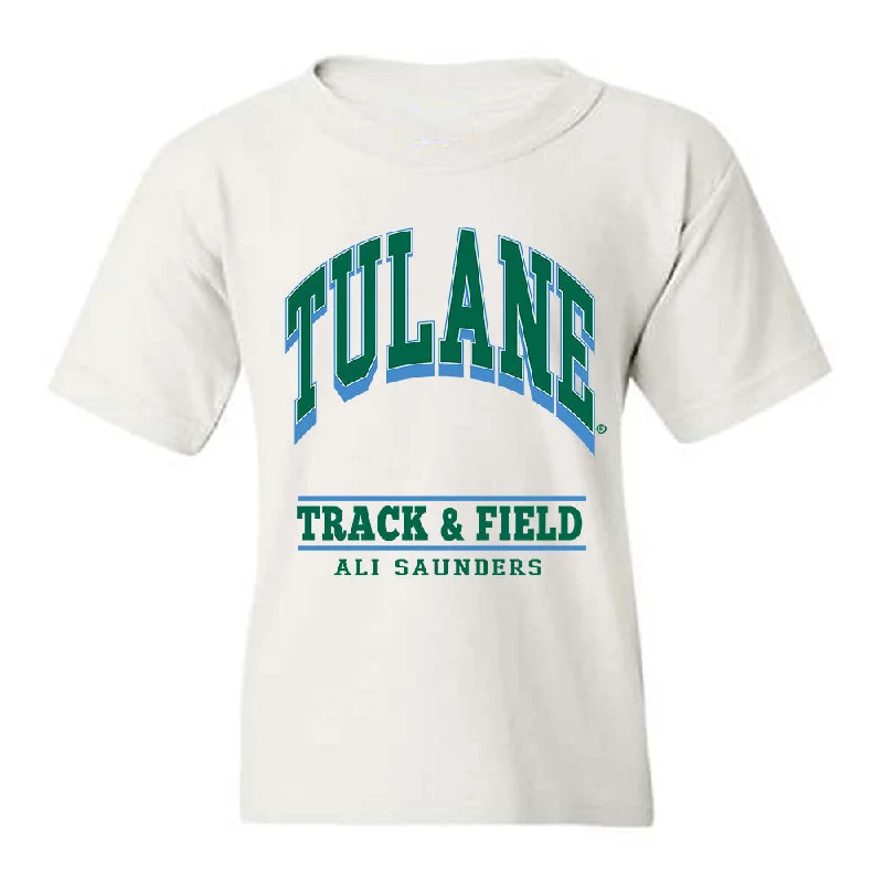 Tulane - NCAA Women's Track & Field : Ali Saunders - Classic Fashion Shersey Youth T-Shirt-- Chenille Brocade Lace