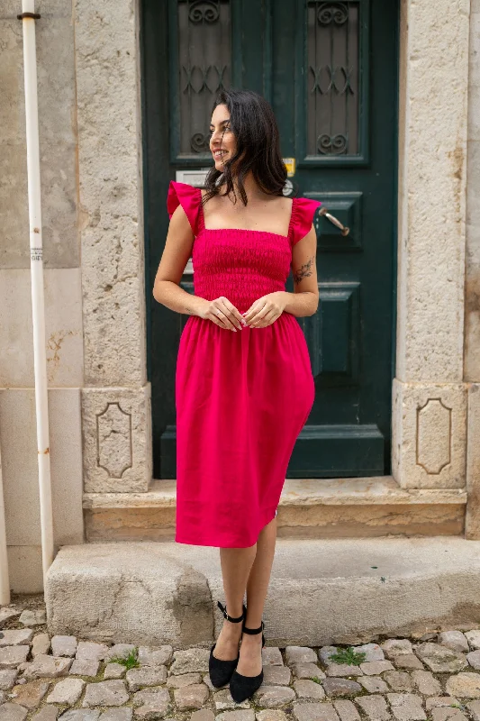Ariela Dress Peacock Pink sweetheart Neckline Romantic