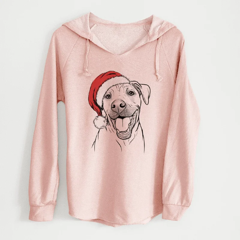 Santa Finn the Hound Mix - Cali Wave Hooded Sweatshirt Hoodie with Frayed Bohemian Relaxed