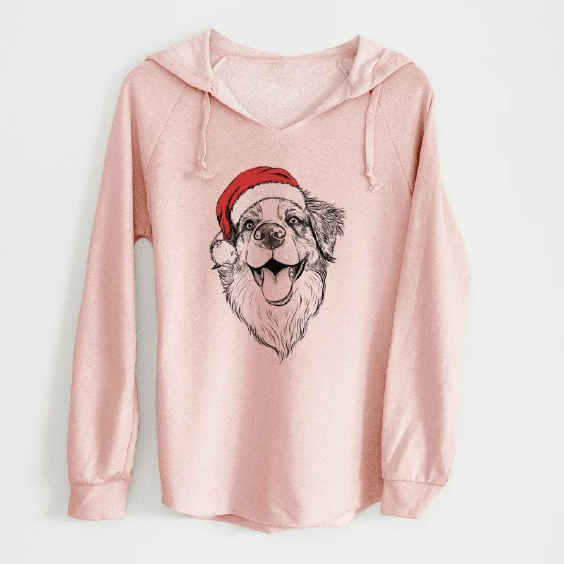 Santa Mila the Australian Shepherd - Cali Wave Hooded Sweatshirt Hoodie with Hem Patch Decorative Personalized
