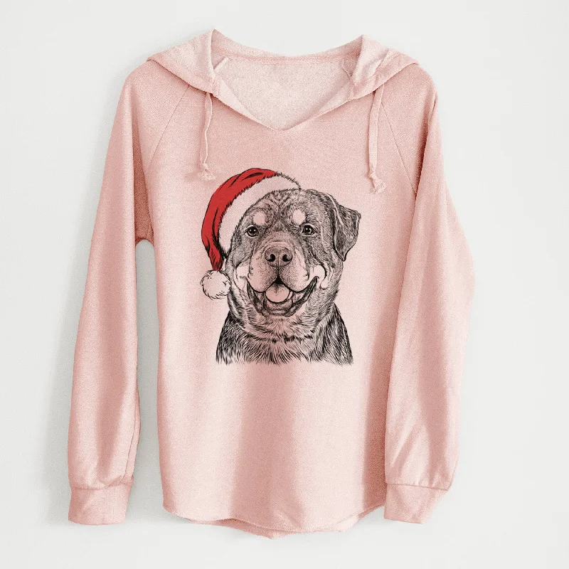 Santa Sig the Rottweiler - Cali Wave Hooded Sweatshirt Hoodie with Fur Luxurious Winter