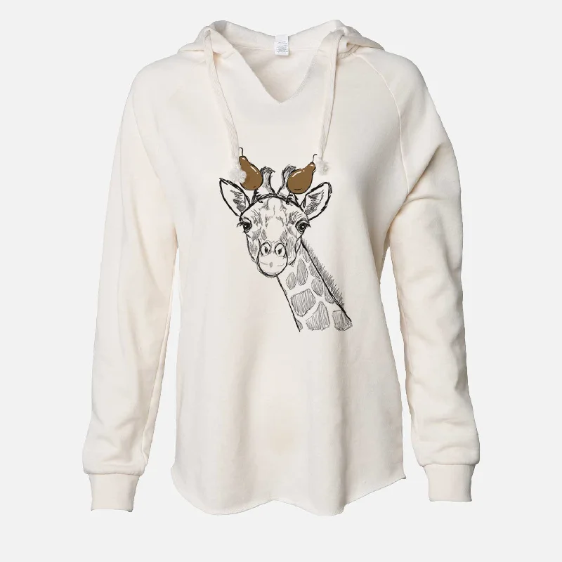 Thanksgiving Cedrick the Giraffe - Cali Wave Hooded Sweatshirt Hoodie with Rolled Sleeves Casual Relaxed