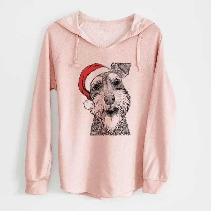 Santa Bernadette the Mini Schnauzer - Cali Wave Hooded Sweatshirt Hoodie with High Neck Warm Protective