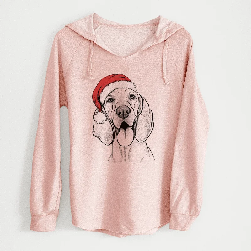 Santa Winston the Redbone Coonhound - Cali Wave Hooded Sweatshirt Zip Hoodie Drawstring Kangaroo Pocket