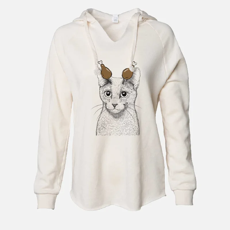 Thanksgiving Blue the Russsian Blue Cat - Cali Wave Hooded Sweatshirt Hoodie with Thumb Holes Functional Cozy