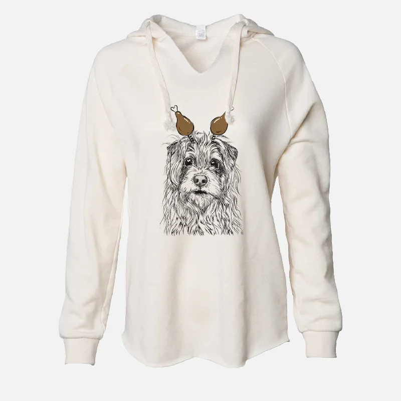 Thanksgiving Chester the Terrier Mix - Cali Wave Hooded Sweatshirt Hoodie with Frayed Bohemian Relaxed