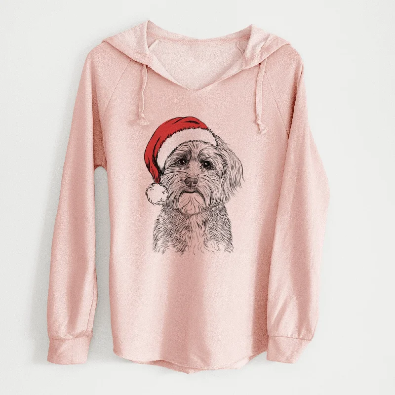 Santa Bingo the Mixed Breed - Cali Wave Hooded Sweatshirt Hoodie with Slit Hem Functional Movement