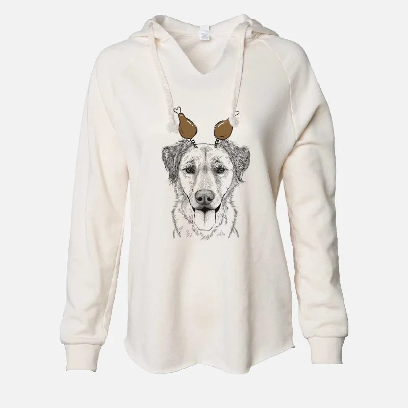 Thanksgiving Apollo the Mixed Breed - Cali Wave Hooded Sweatshirt Hoodie with Hem Applique Textured Unique