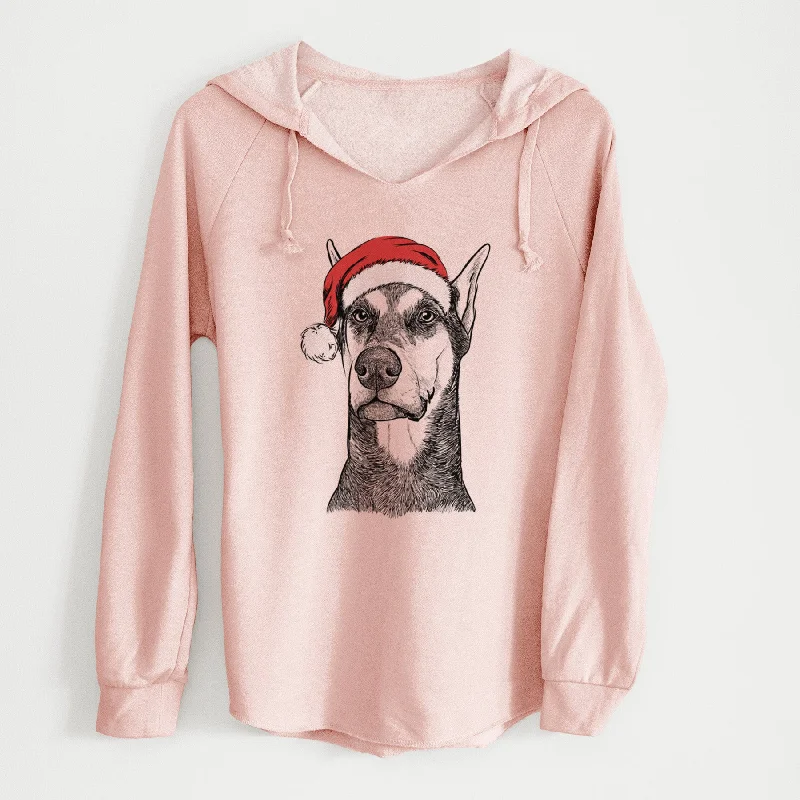Santa Zeus the Doberman Pinscher - Cali Wave Hooded Sweatshirt Hoodie with Zipper Versatile Modern