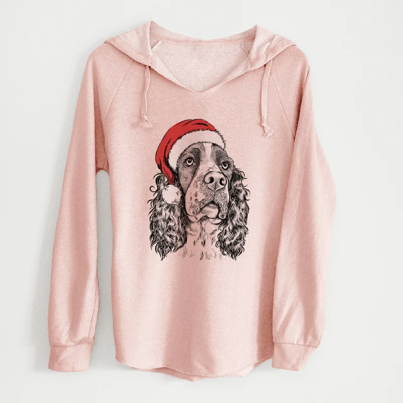 Santa Millie Mae the English Springer Spaniel - Cali Wave Hooded Sweatshirt Hoodie with Pastel Soft Subtle