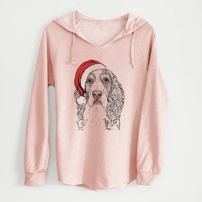 Santa Red the English Springer Spaniel - Cali Wave Hooded Sweatshirt Hoodie with Lining Warm Insulated