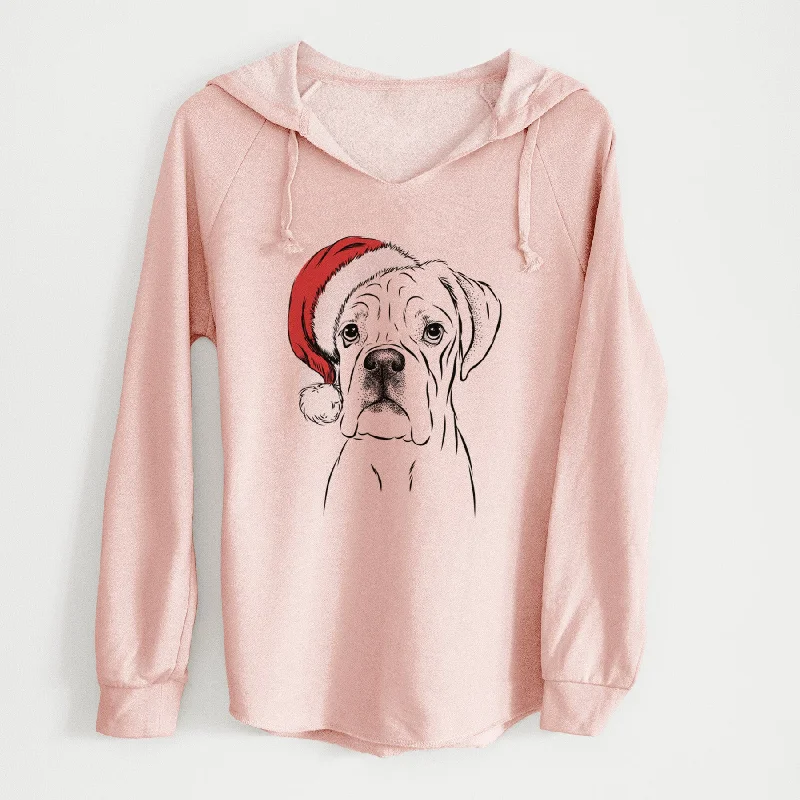 Santa Nelly the Boxer - Cali Wave Hooded Sweatshirt Hoodie with Ribbed Hem Stretchable Secure