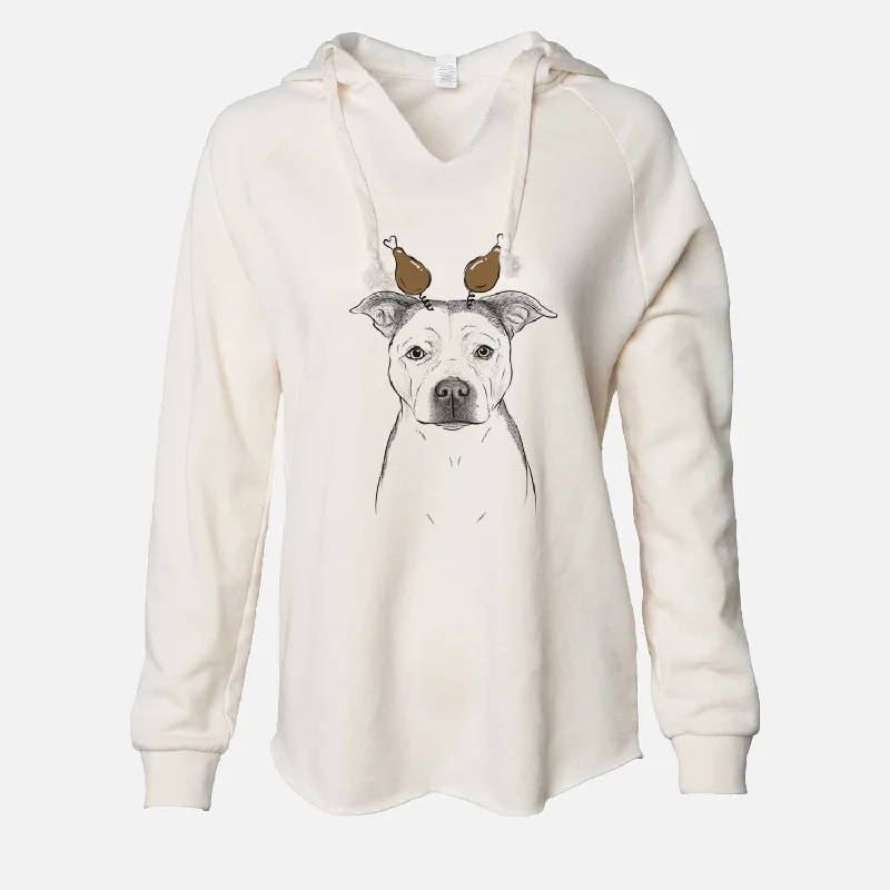 Thanksgiving Bailey the Pitbull - Cali Wave Hooded Sweatshirt Hoodie with Distressed Vintage Worn