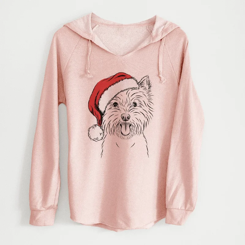 Santa Welma the West Highland Terrier - Cali Wave Hooded Sweatshirt Hoodie with Pastel Soft Subtle