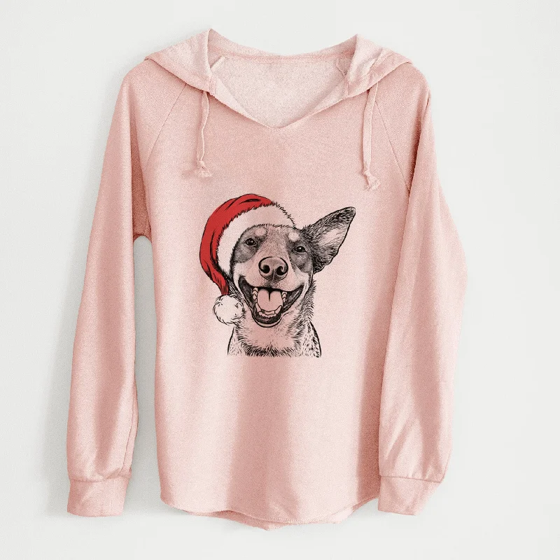 Santa Lily the Australian Cattle Dog - Cali Wave Hooded Sweatshirt Hoodie with Lace Feminine Delicate