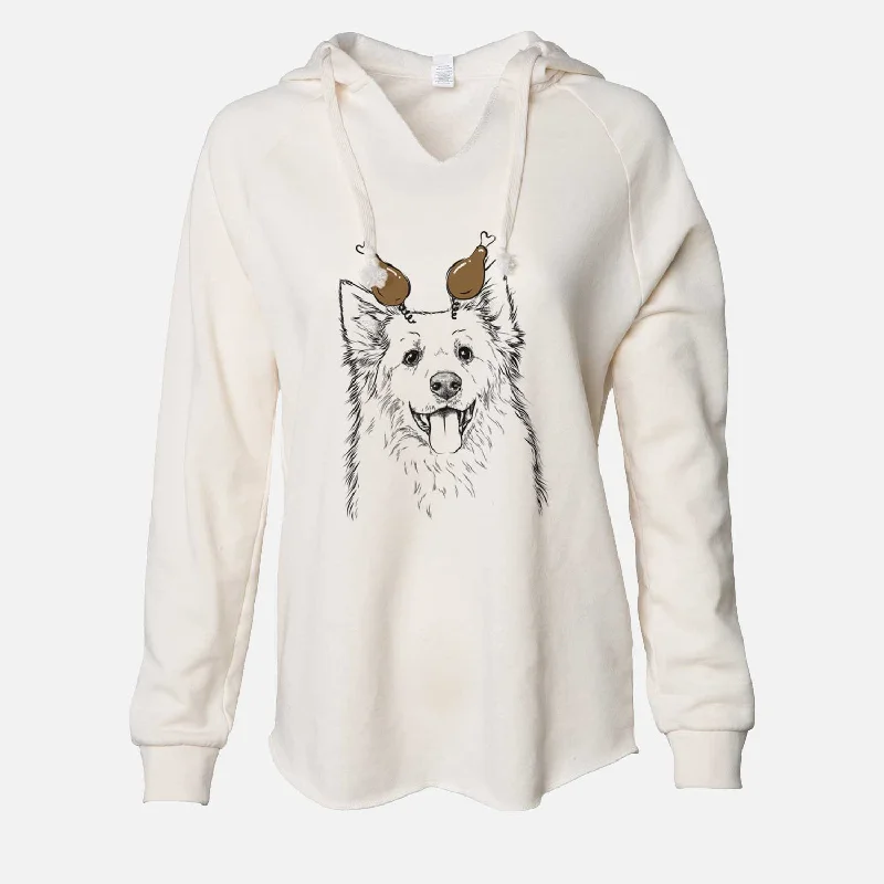 Thanksgiving Aspenita the Mixed Breed - Cali Wave Hooded Sweatshirt Hoodie with Slit Hem Functional Movement