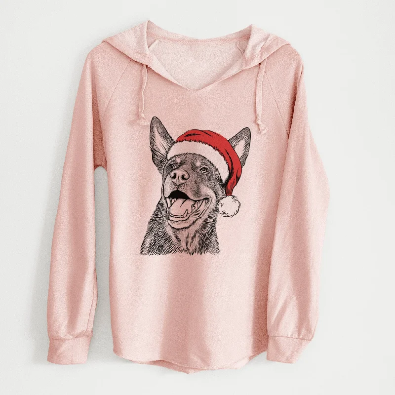Santa Tucker the Australian Kelpie - Cali Wave Hooded Sweatshirt Hoodie with Longline Fit Extended Stylish