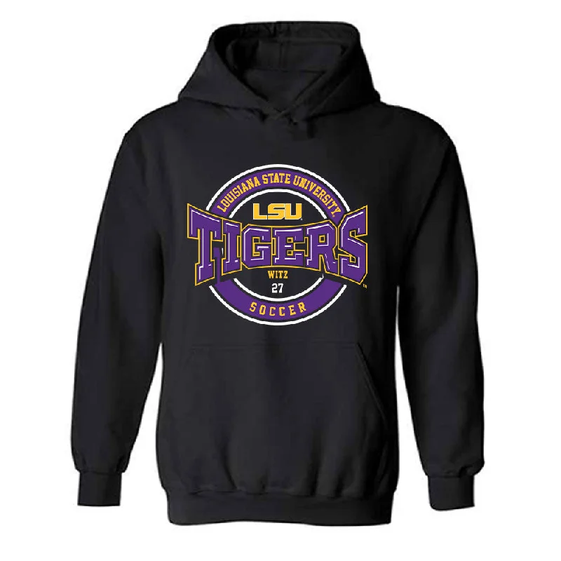 LSU - NCAA Women's Soccer : Morgan Witz - Classic Fashion Shersey Hooded Sweatshirt Hoodie with Hem Contrast Bold Stylish