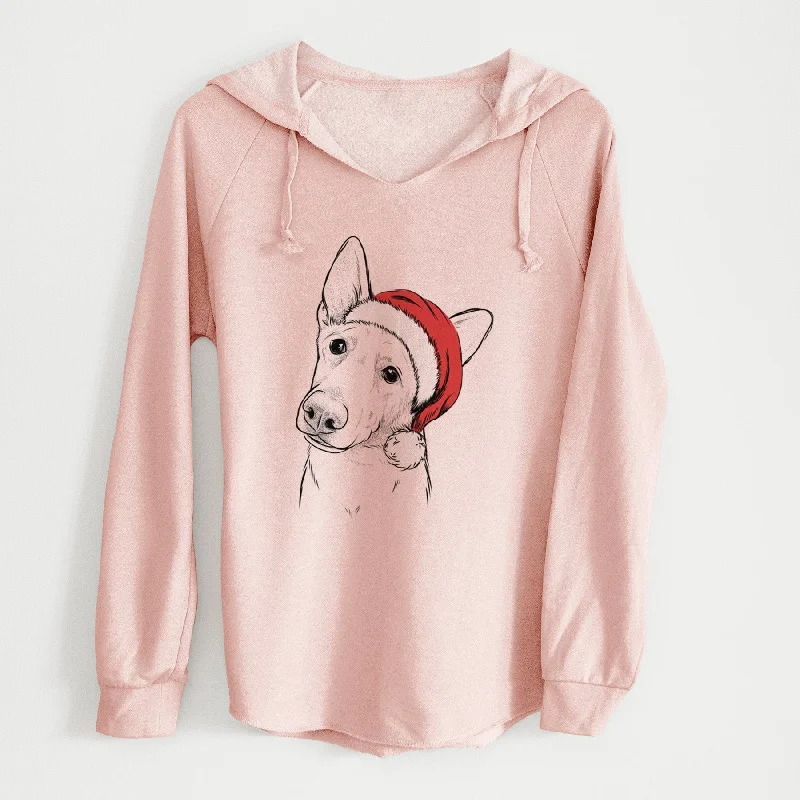 Santa Elsa the German Shepherd - Cali Wave Hooded Sweatshirt Hoodie with Exposed Zipper Edgy Industrial