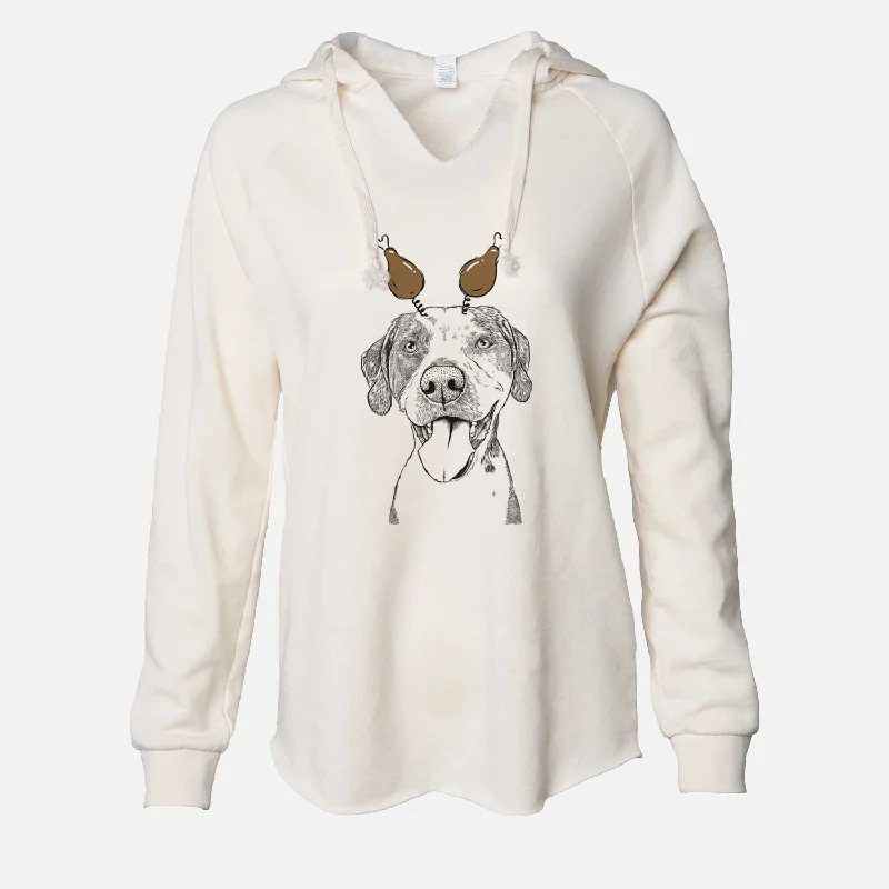 Thanksgiving Ace Boogie the Mixed Breed - Cali Wave Hooded Sweatshirt Hoodie with Raw Hem Edgy Unfinished