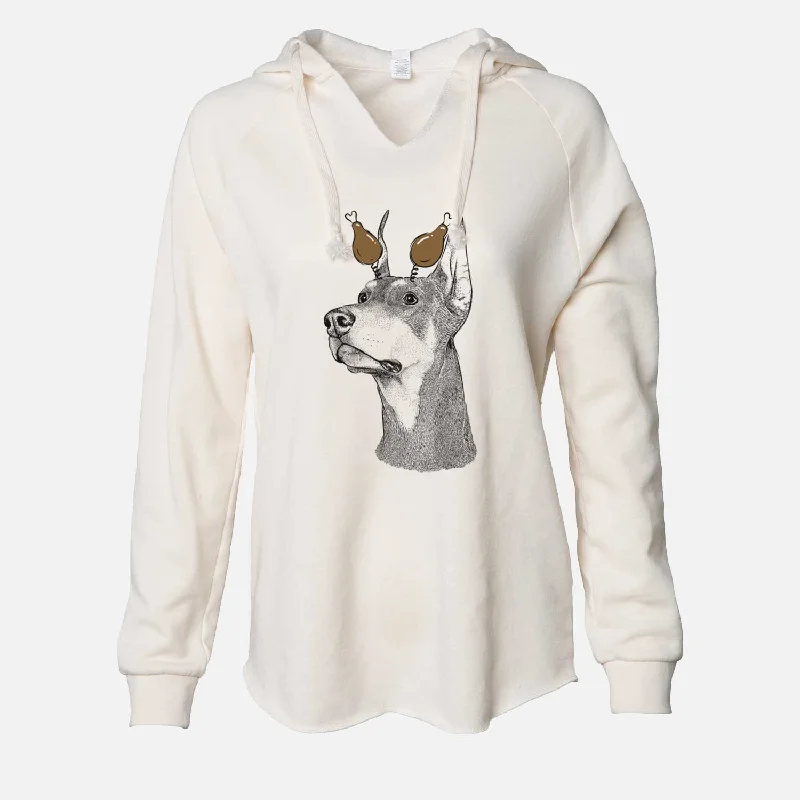 Thanksgiving Cenza the Doberman Pinscher - Cali Wave Hooded Sweatshirt Hoodie with Puffed Sleeves Voluminous Trendy