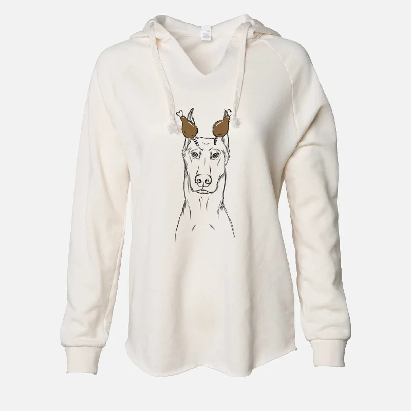 Thanksgiving Ace the Doberman Pinscher - Cali Wave Hooded Sweatshirt Hoodie with Distressed Vintage Worn