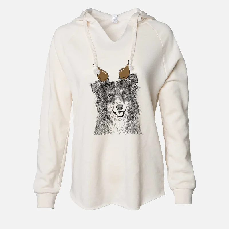Thanksgiving Aushe the Australian Shepherd - Cali Wave Hooded Sweatshirt Hoodie with Tied Waist Feminine Flattering